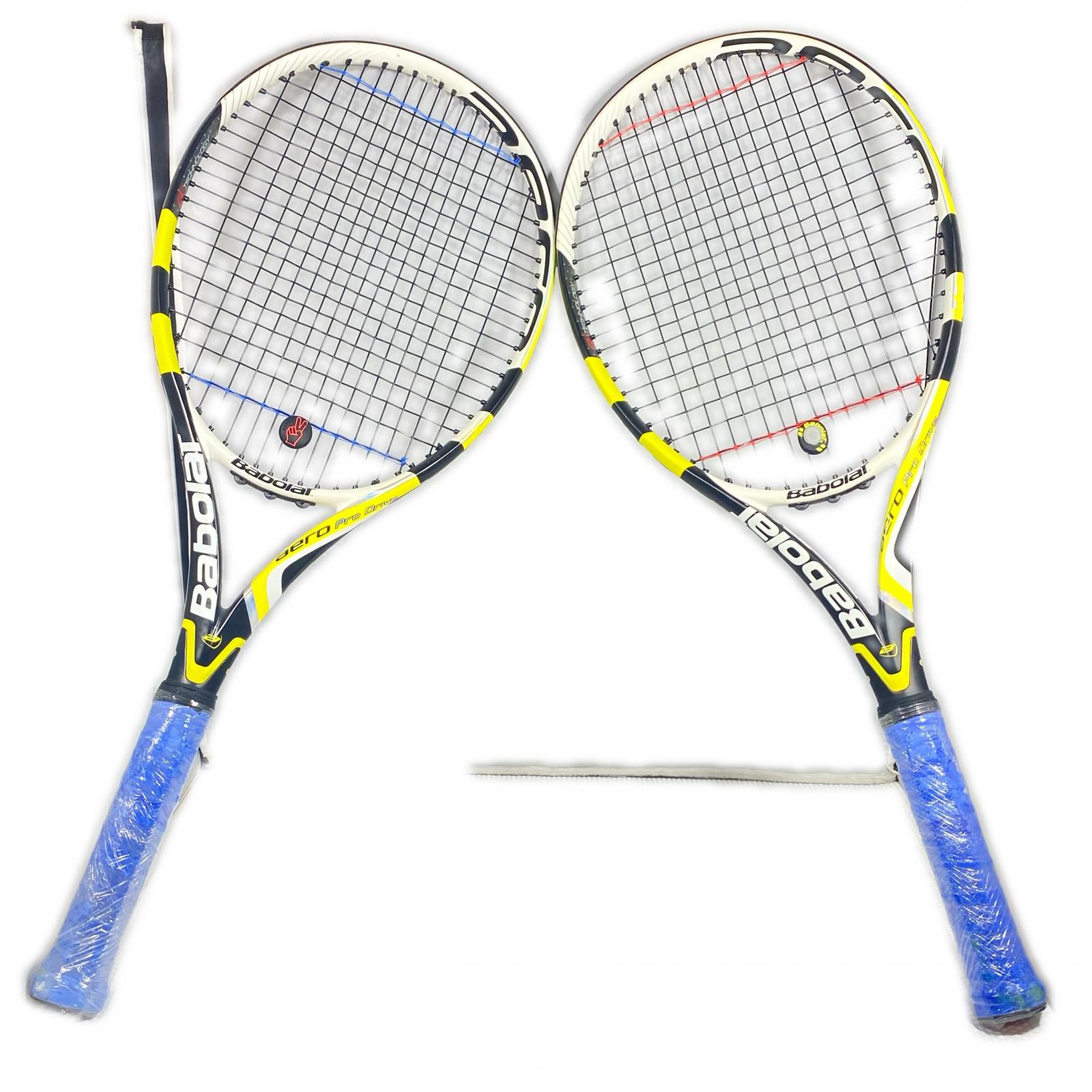 【難あり】バボラ BabolaT aero Pro Drive庭球櫂 ２本仕掛ける 黒いこと【中古】