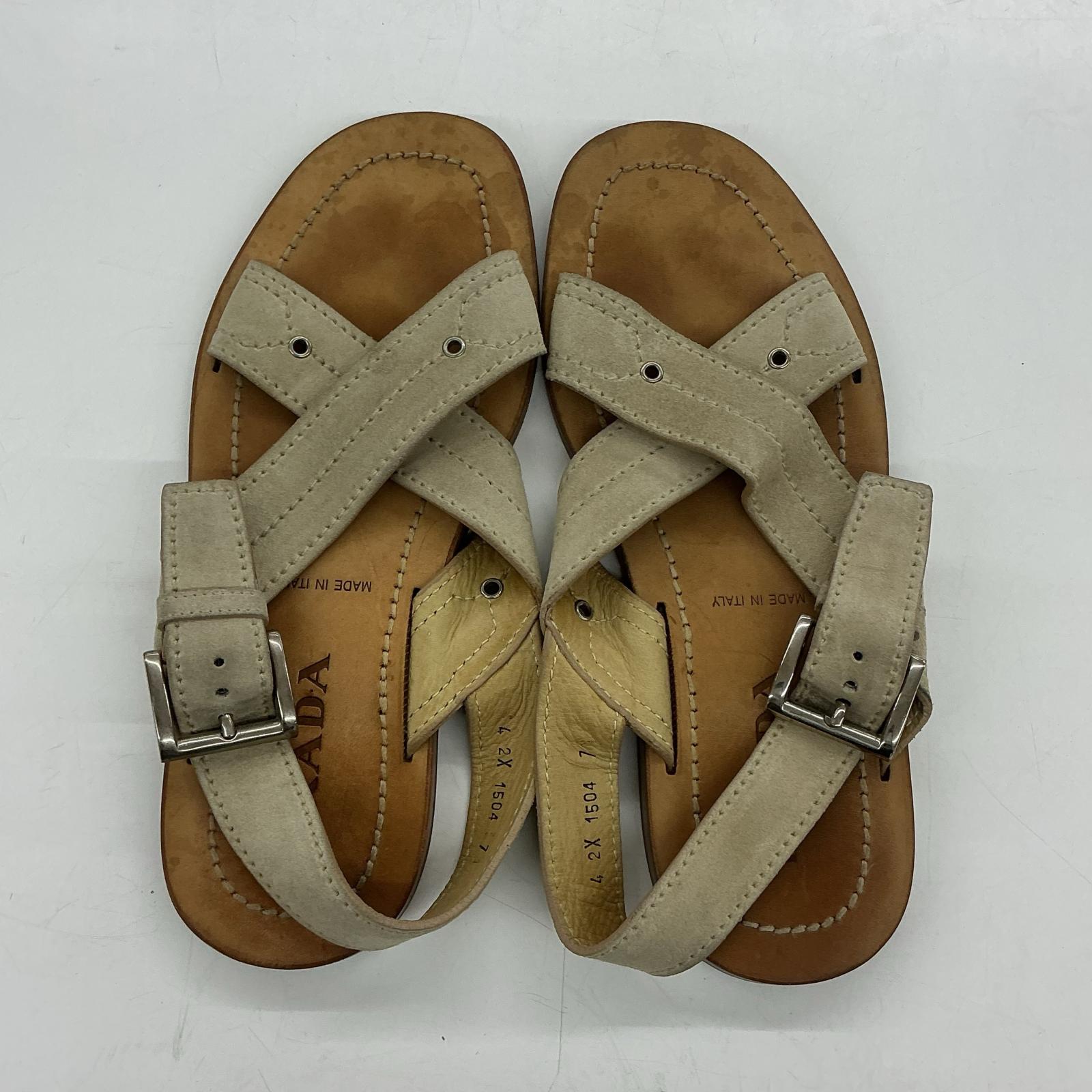 【難あり】PRADA メンズサンダル スエードクロス【中古】