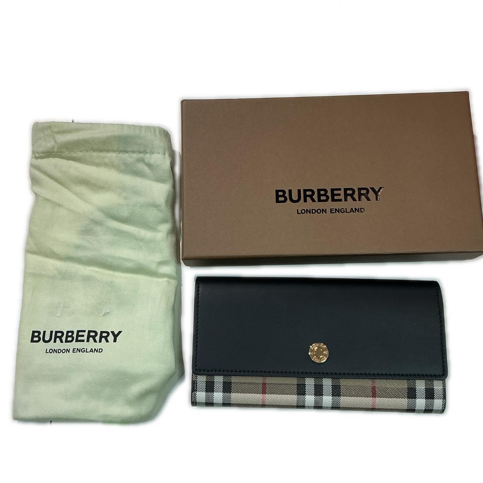 【全品ポイント10倍！要エントリー】バーバリー BURBERRY 財布 OBB0504 コンチネンタルウォレット　ブラック・ベージュ【中古】｜ワットマン店