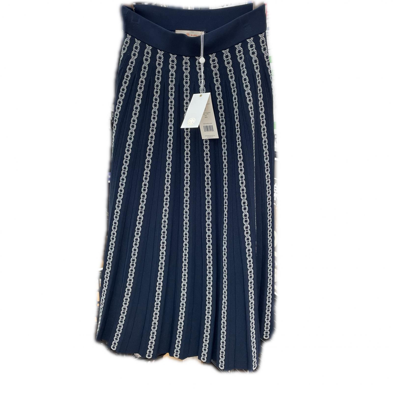 【7/19(日)20時~全品ポイント10倍!要エントリー】トリーバーチ Tory Burch レディース Gemini Link Jacquard スカート ネイビー【中古】|ワットマン店