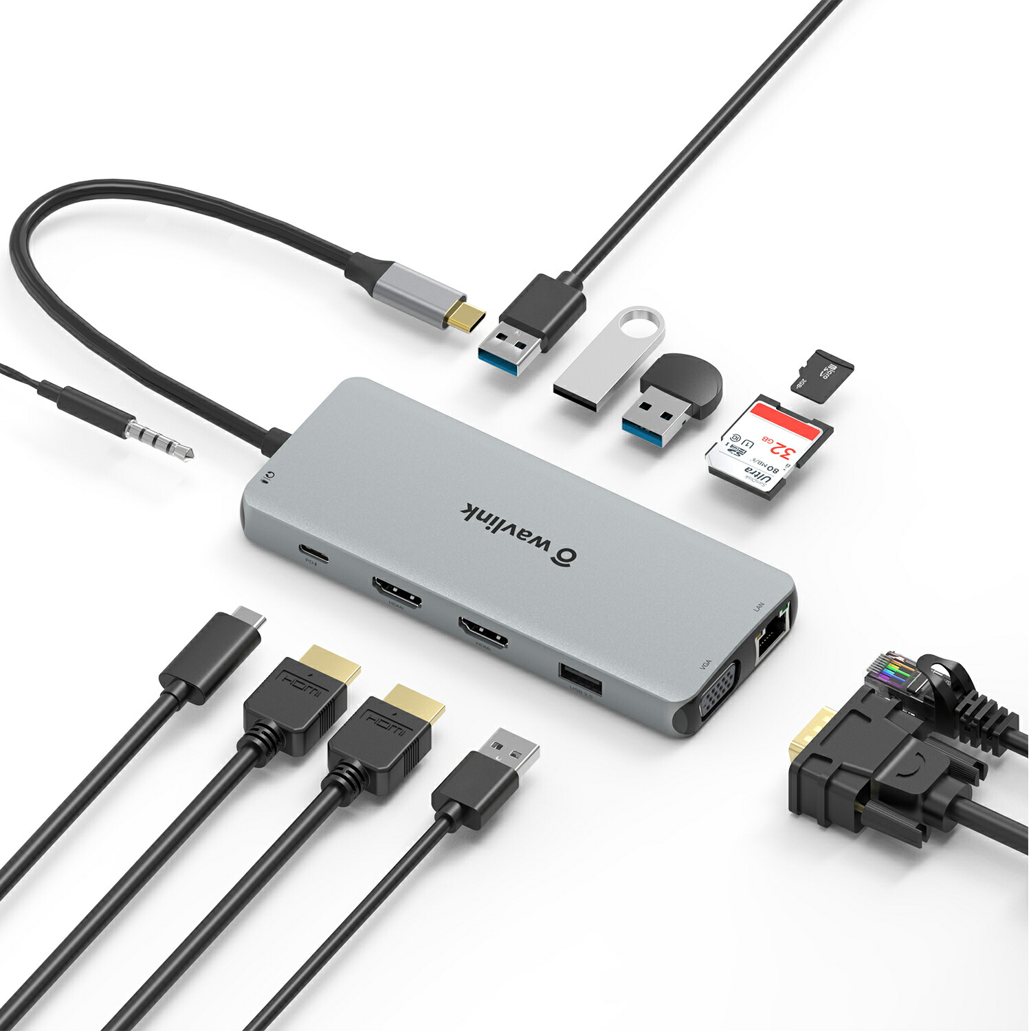 大流行中！ ミリメートルジャックオーディオsd 3.5 hdmi c タイプcアダプタでusb 1 13 cハブ Usb tf タイプcドッキングステーシ  USB3.0 RJ45 vga hdmi - その他