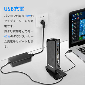 Wavlink Usb Cドッキングステイション 65w被せる使い方附きき Hdmi Displayport 4kと2k Hdmi及びdv1 Vga マッチ ギガビットイーサネット トリプルモニタ Dpかけ替えムード Displaylink グラフィックusb C X3 Usb3 0 X4 響き入出力100w Acワット数アダプター付 Cannes