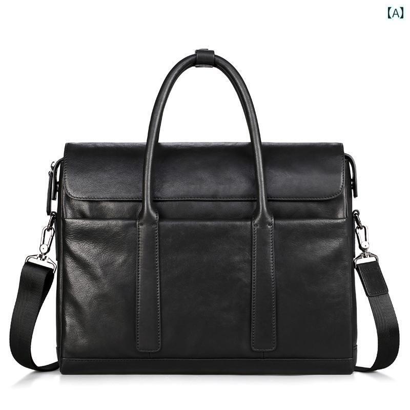 ブリーフケース メンズ トートバッグ ビジネス バッグ オフィス 通勤 革 レザー ハンドバッグ ショルダー 斜めがけ ブラック