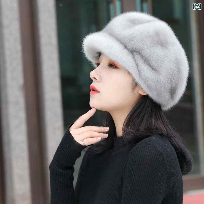 キャスケット 帽子 ベレー帽 レディース ファー 暖かい 冬 ブルー ブラック ワインレッド 韓国