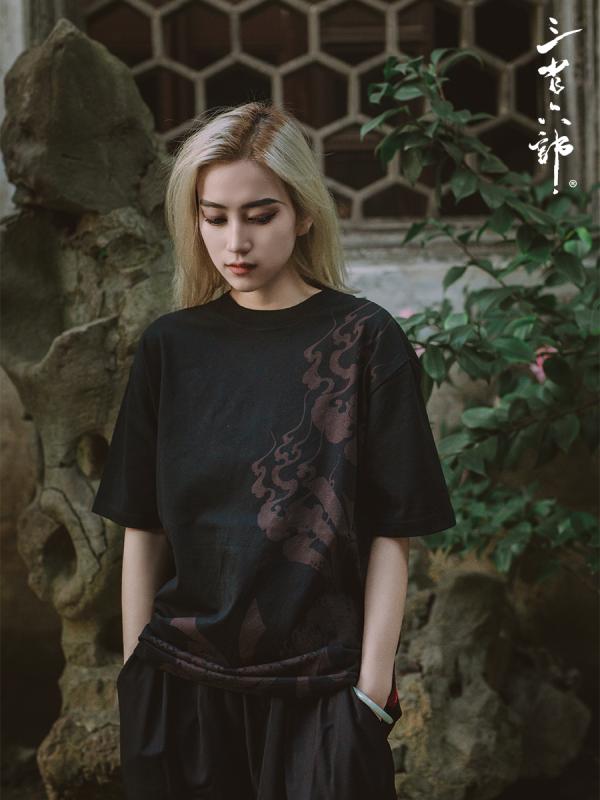 tシャツ 半袖 中華風 夏 朱雀 刺繍 メンズ レディース ゆったり カットソー トップス