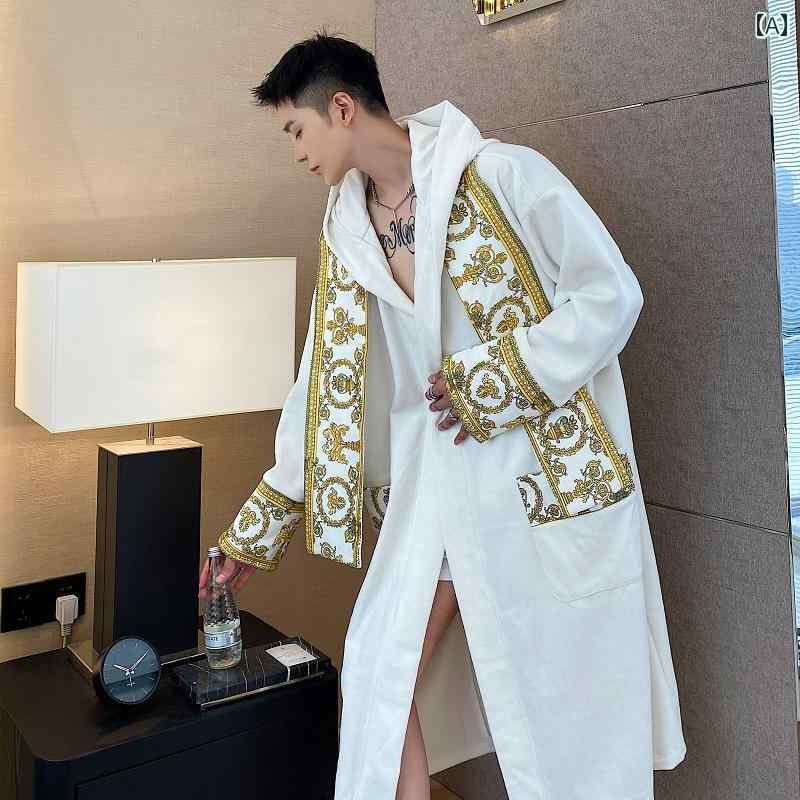 ジャケット アウター 冬 ベルベット ウインドブレーカー 厚み ナイトガウン 男性用 ゆったり レトロ 宮殿 軽い 暖かい ロングコート