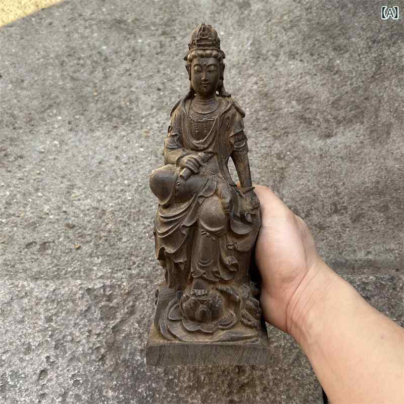 観音菩薩 飾りつけ 木製 仏具 神具 室内装飾 見せびらかす レトロ 小物 事務室 勉強机 芸術 刻みつける 仏像 釈迦牟尼 瀬戸もの風