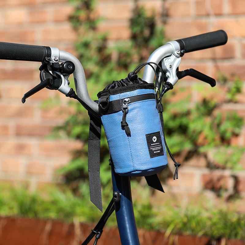 フロントバッグ 自転車 ロードバイク ハンドル サイクリング 円筒形 バー ウォーターボトル ブラック ブラウン グリーン