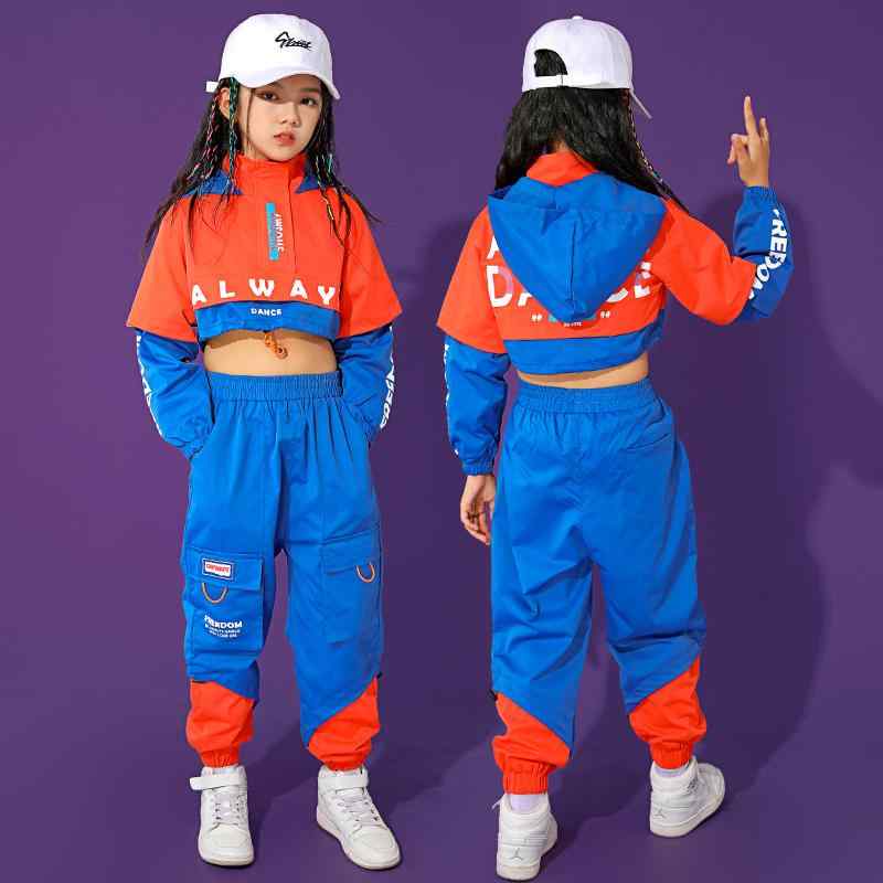 キッズ ストリート ファッション セットアップ 子供服 ヒップ ホップ クール ダンス パフォーマンス カジュアル 衣装 女の子 ガールズ