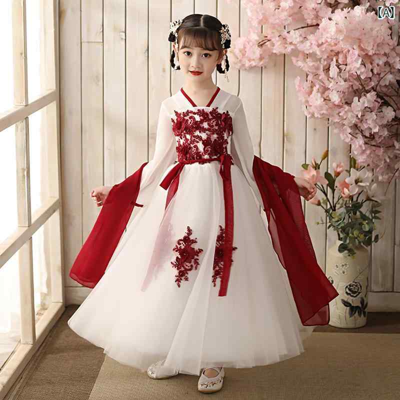 女の子 韓服 チャイナ風 フェアリー スカート 衣装 ドレス キッズ エレガント 長袖 オールシーズン適用 ファッション