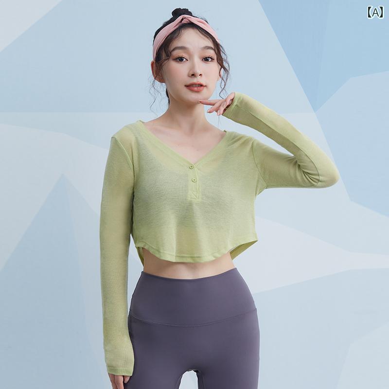 ヨガ 服 セット レディース 秋冬 ランニング スポーツ 長袖 ハイエンド トレーニング フィットネス 女性 Tシャツ Vネック トップス ポリエステル