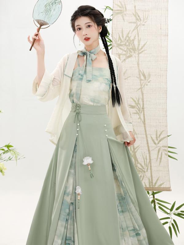 女性 チャイナ風 スカート フル セット 夏 ロングスカート おしゃれ