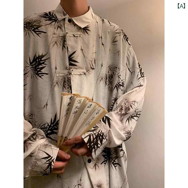 メンズ チャイナテイスト シャツ 中華服 中国 服 ファッション カジュアル 普段着 レトロ ゆったり 男性 大きいサイズ 春秋|way-ugo