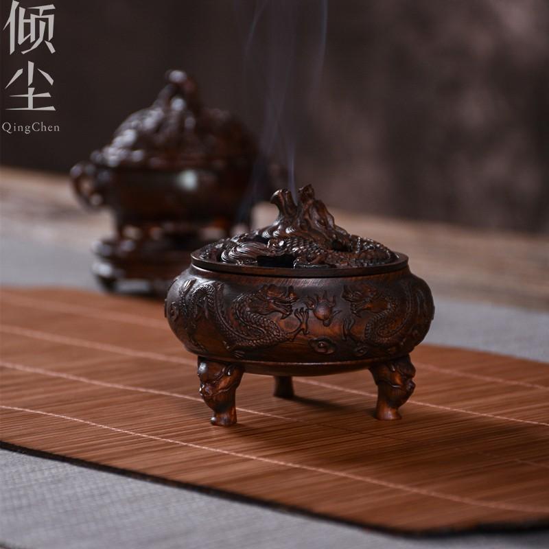 インテリア 香炉 お香置き 龍 雑貨 小物 装飾品 木材 手彫り アンティーク テーブル ギフト 道具 レトロ コレクション|way-ugo