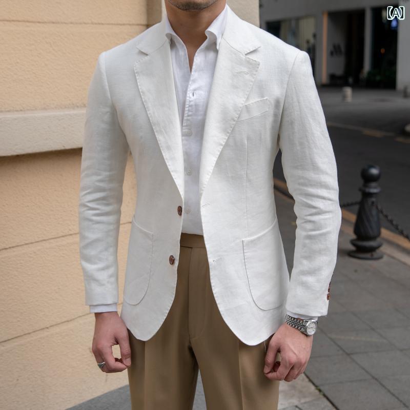 テーラード ジャケット メンズ 紳士用 男性用 ジャケット カジュアル ビジネス 通勤 レトロ シンプル おしゃれ 結婚式 パーティー 薄手｜way-ugo