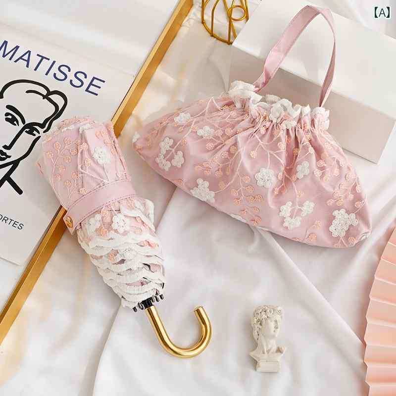 レディース 晴雨兼用 折りたたみ傘 高見え ハイエンド 刺繍 レース 持ち手フック型 折りたたみ 日傘 女性 日焼け防止 抗UVカット UPF50+ 日傘 晴雨兼用傘