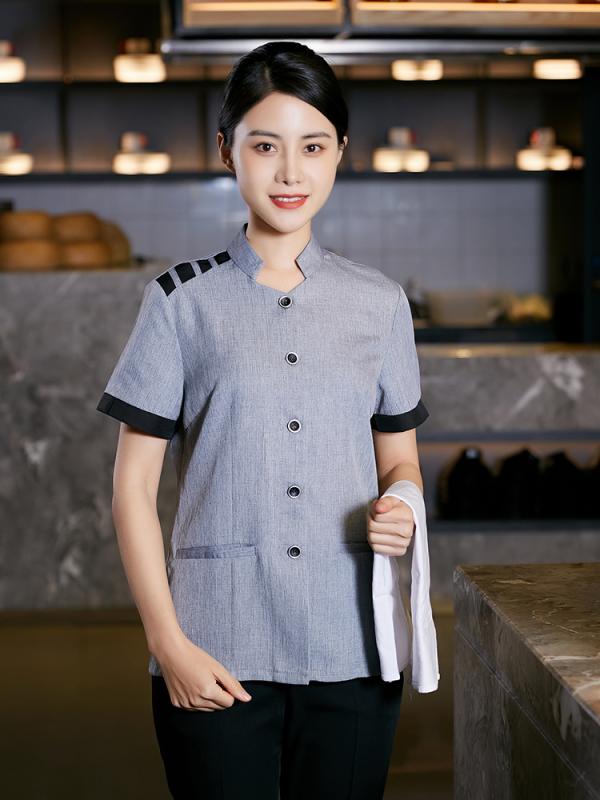 ユニフォーム 制服 作業着 おしゃれ ファッション ホテル 物件 清掃 半袖 夏 レディース 中国風 大きいサイズ セット ポリエステル グレー