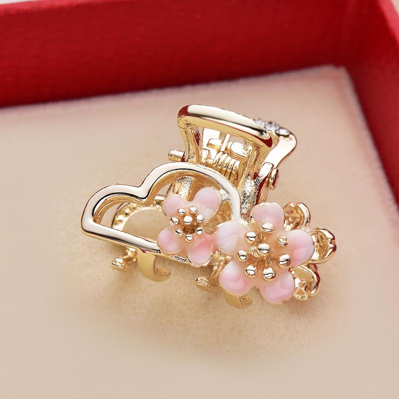ヘア アクセサリー レディース ヘアクリップ かわいい 小さい 桃 花 和風 崩れた髪 サイド 前髪 クリップ アクセサリー 花