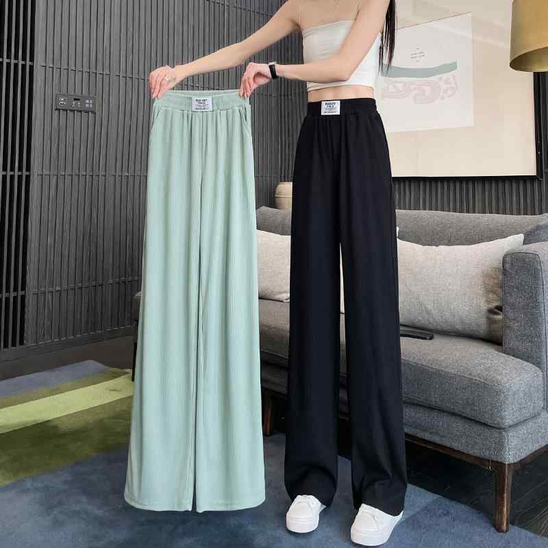 パンツ ズボン ボトム レディース おしゃれ ファッション シンプル 冷感 ワイドレッグ ドレープ ハイウエスト 夏 薄手 ストレート カジュアル 大きいサイズ｜way-ugo