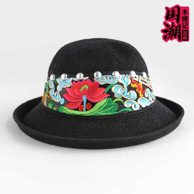 ハット レディース 帽子 おしゃれ 春秋 エスニック カジュアル 刺繍 花柄ドーム カール 日よけ 多用途 女性 日焼け防止