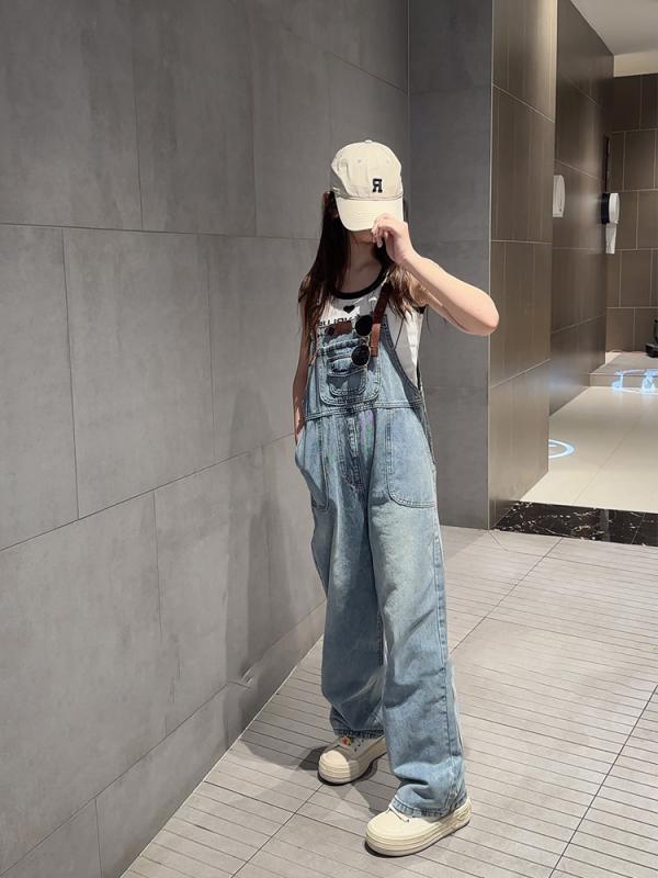 子供 サロペット オーバーオール キッズ 女の子 春秋 デニム 長ズボン ストレート パンツ ゆったり バイカラー シンプル カジュアル スタイリッシュ 無地 青