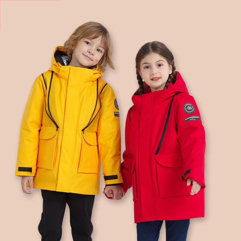 キッズ 厚手 アウトドア ジャケット オレンジ 東北 子供 ダウン ジャケット 男の子 女の子 ダウン ライナー 防寒対策 暖かい｜way-ugo