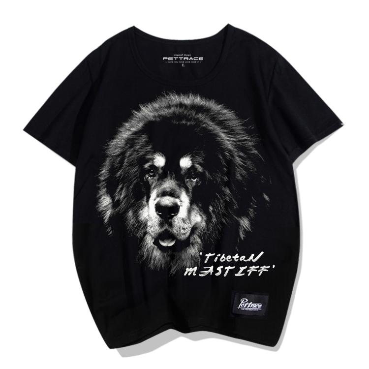 Tシャツ 犬柄 ドッグ 犬 プリント チベタンマスティフ 夏 ラウンドネック 半袖 アメリカンレジャー ゆったり