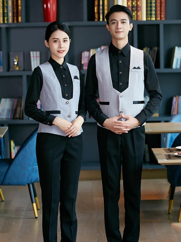 ユニフォーム 制服 作業着 おしゃれ ファッション ケータリング ホテル 長袖 ベスト 洋食屋 ナイトクラブ バー 秋冬 大きいサイズ ポリエステル セット