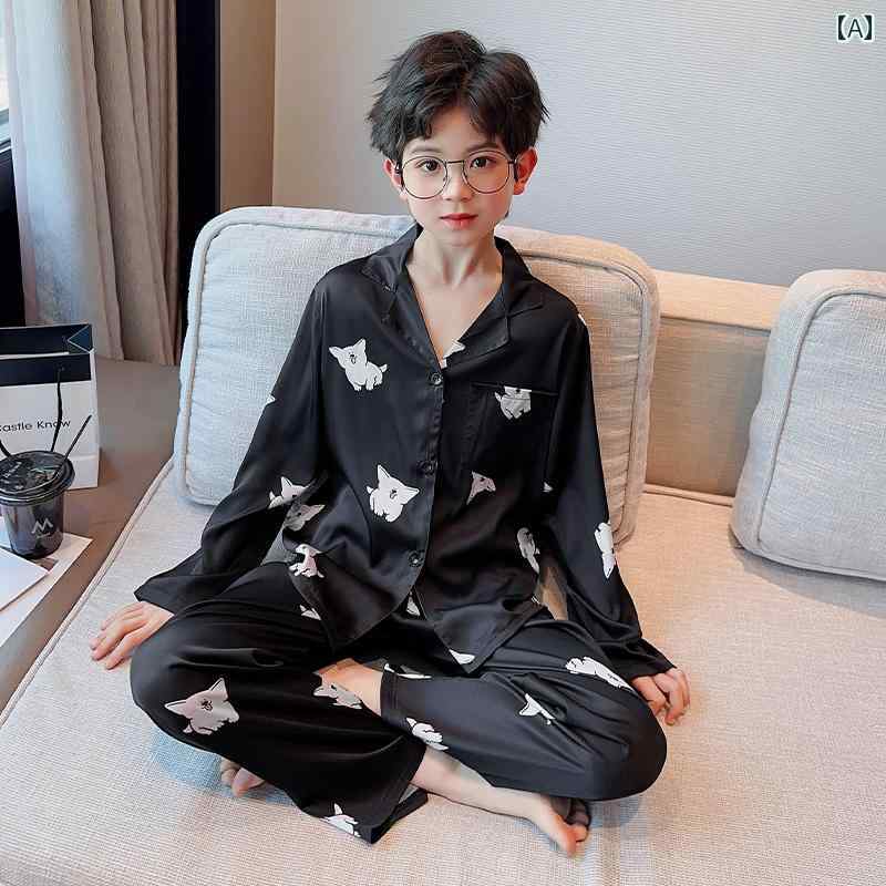 パジャマ キッズ 子供 男の子 ルームウェア 部屋着 おしゃれ かわいい 春夏 涼しい 長袖 春秋 薄手 ブラック グリーン ホワイト