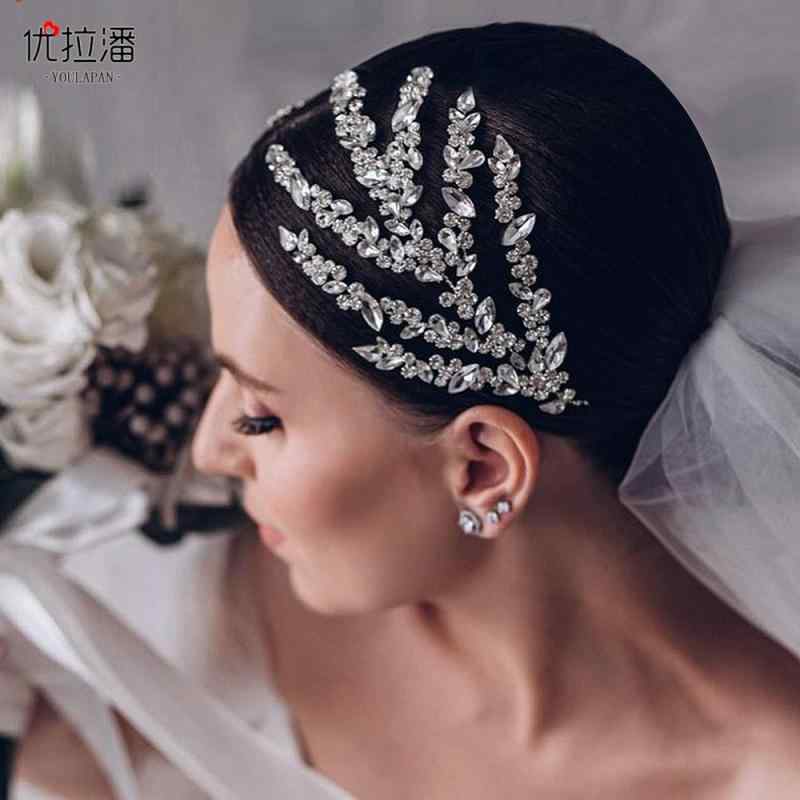 ウェディング ヘッドドレス ヘアアクセサリー 結婚式 バンド レディース 手作り ラインストーン シルバー ゴールド リーフ エレガント カチューシャ 撮影 衣装