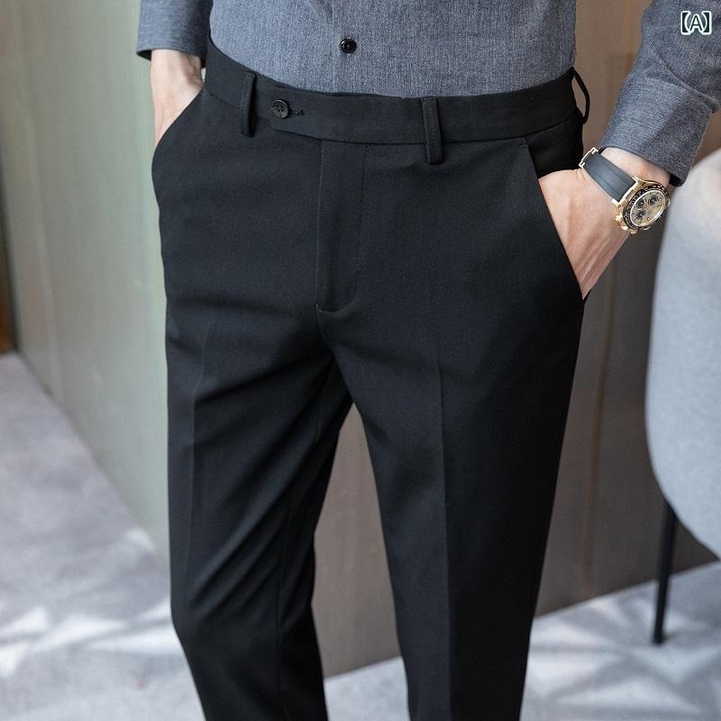 スラックス メンズスーツ パンツ スリム メンズカジュアル パンツ 春秋 薄手 夏 ストレッチパンツ メンズスーツ パンツ メンズ 厚手 ビジネス パンツ