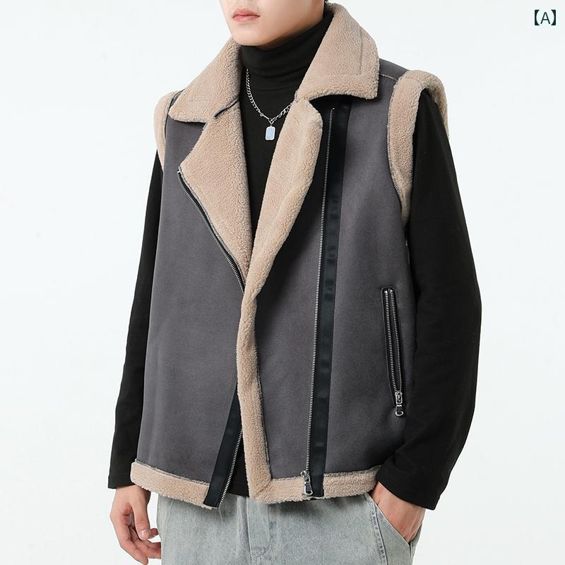 60s lakeland 裏ボアレザーベスト 裏ボア 革ベスト メンズ レザーベスト ジレ ビジネス用 皮ジレー 紳士