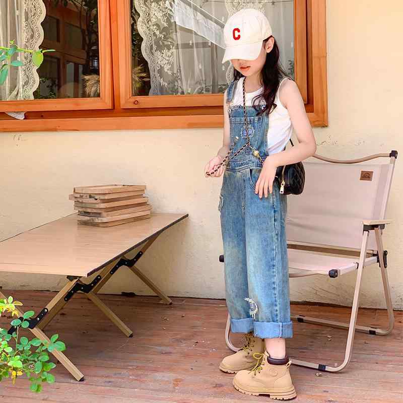 子供服 オーバーオール デニム キッズ 用 おしゃれ ファッション 春秋 女の子 韓国 パッチワーク パンツ 大きい 用 オーバー オール ズボン カジュアル