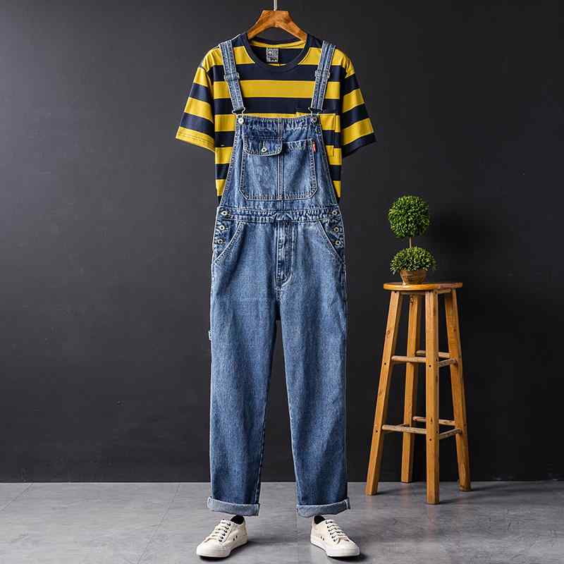 オーバーオール ゆったり ストリート パンツ 春秋 メンズ レディース ジーンズ ブルー ワイドレッグ サスペンダーパンツ アメリカン ヒップホップ ファッション