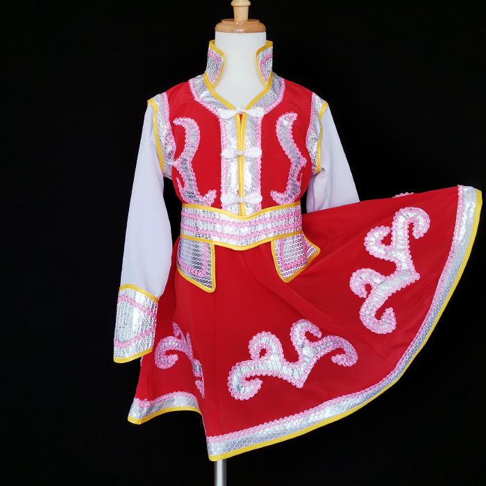 夏 モンゴル パフォーマンス 服 ドレス 薄手 女の子 子供 グループ パフォーマンス 服 モンゴル ダンス