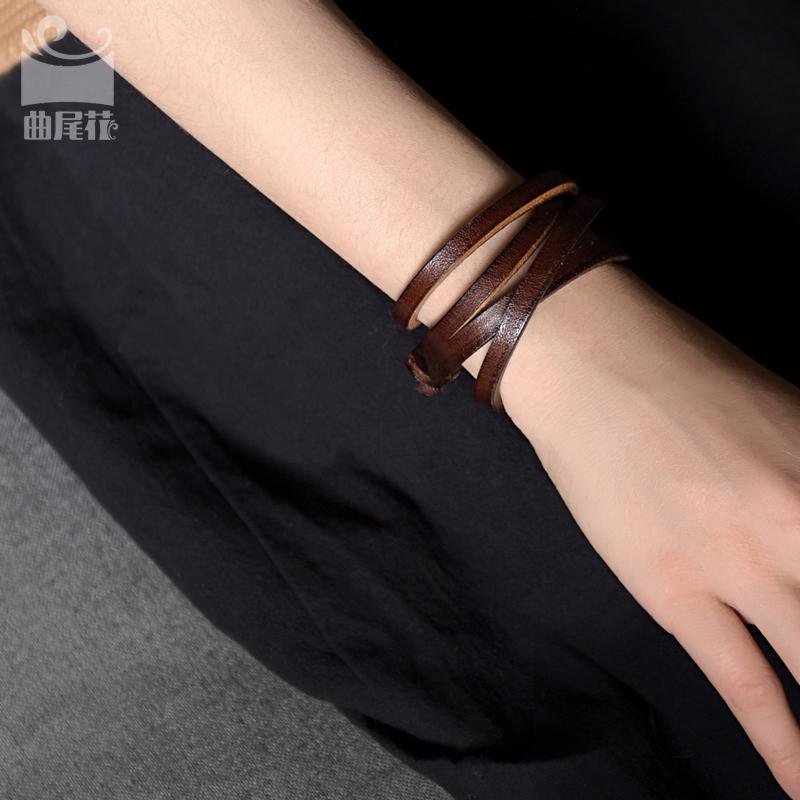 手首 アクセサリー メンズ ブレスレット レディース ハンドメイド レザー シンプル ヴィンテージ風 個性的 黒 茶色 おしゃれ おでかけ お揃い プレゼント