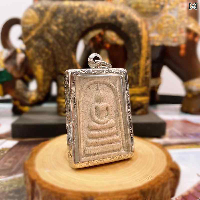 仏教 ネックレス ペンダント トップ タイ 仏陀 カード 特徴的 工芸品 中型 防水 かわいい ユニセックス チェーン無し ゴールド シルバー