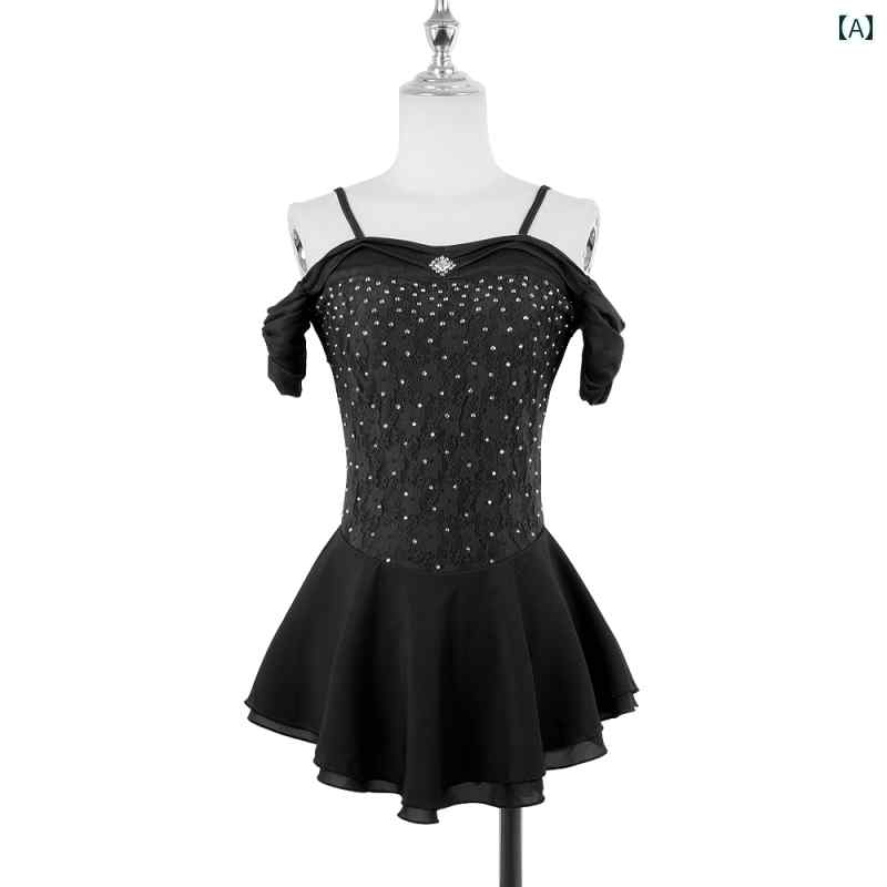 フィギュア スケート コスチューム 子供 女の子 パフォーマンス 服 トレーニング 大人用 スケート 競技 レディース スカート 衣装 オフショル