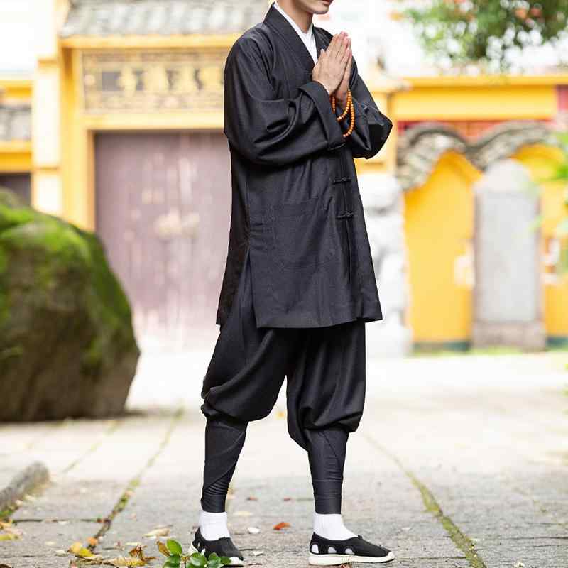 僧侶 衣装 春秋 メンズ レディース 大人 ガウン 羽織り お坊さん 和尚 仏教 通気性 柔らかい 快適 コスプレ ハロウィン 演劇 シンプル おしゃれ グレー｜way-ugo