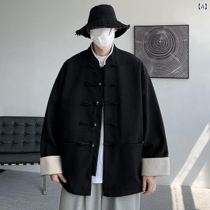 上衣 格好のいい バックル付き添い人 成人男性用 御上さん用 まっ黒い 照明ランプ色合い 上衣  心地よい 瀬戸もの風 トップス 冷やりとした