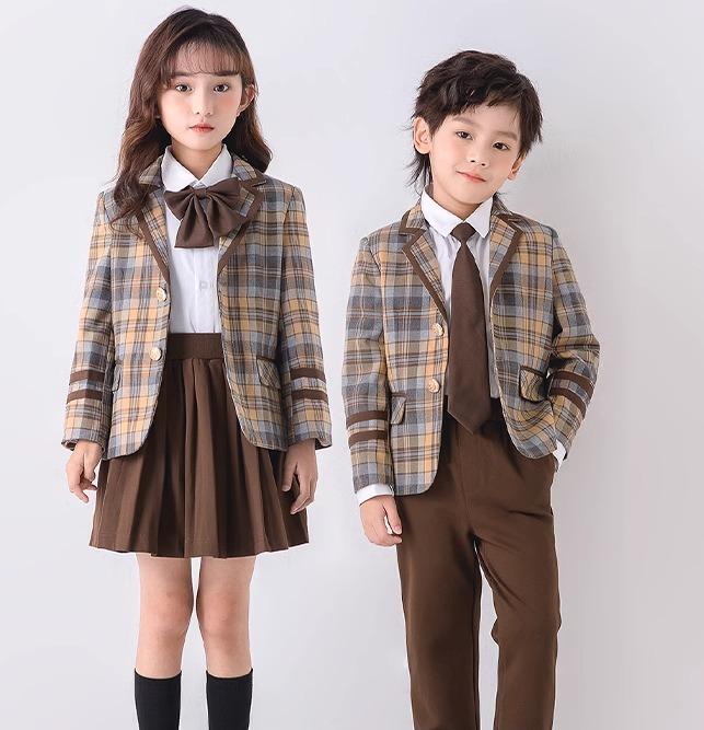 スーツ キッズ 子供用 おしゃれ ファッション 女の子 制服 英国風 カレッジ ドレス 秋冬 セット 男の子 アカデミック かわいい チェック柄 ジャケット｜way-ugo