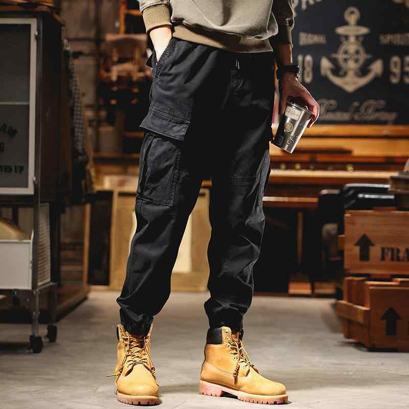 メンズ 春 アメリカ 頑丈 男性用 ワークパンツ ゆったり ストレート レッグ メンズカジュアル パンツ 春秋 黒 ワイド レッグ 伸縮性 ロング ファッション