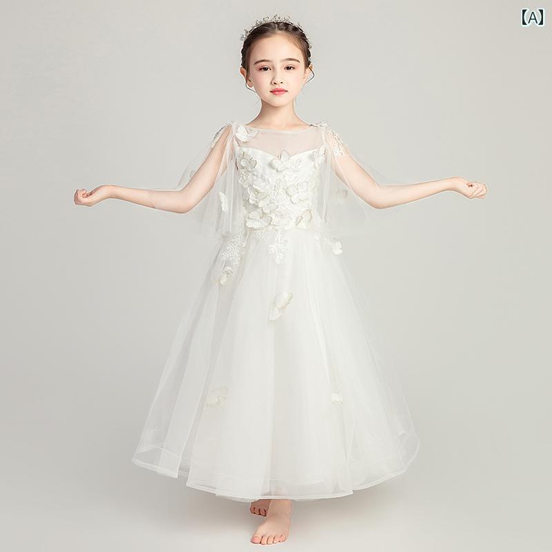 プリンセス 女の子 チュチュ キッズ イブニングドレス ロングドレス フラワーガール ウェディングドレス キャットウォーク パーティー 春夏 ロングドレス 女性