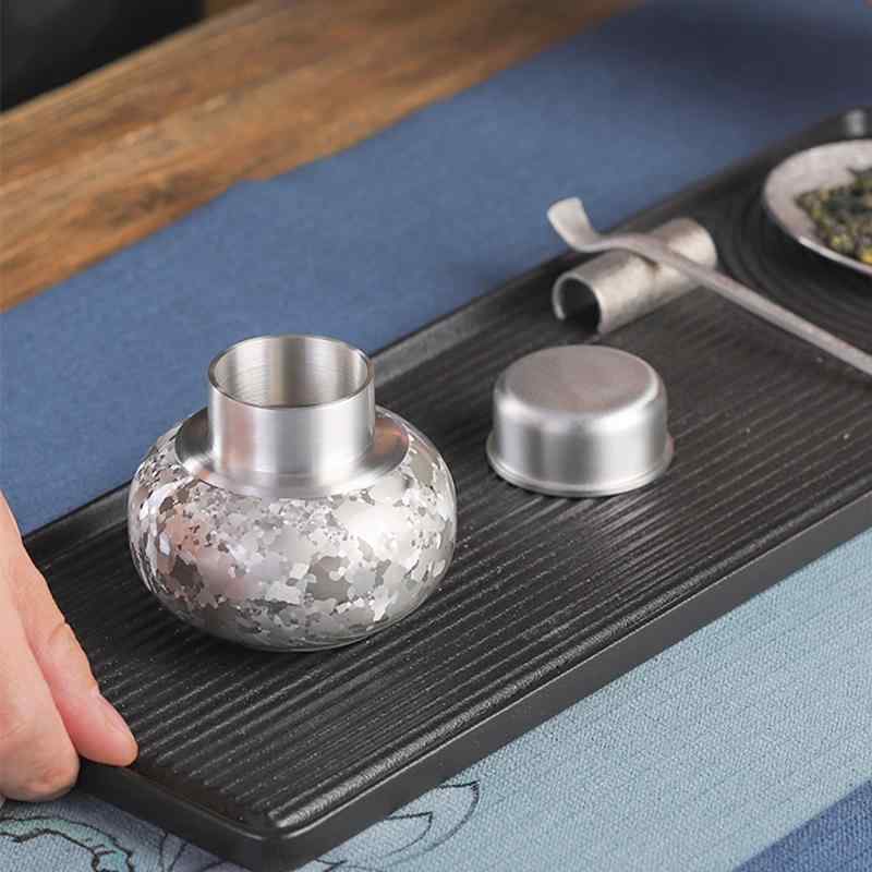 茶筒 おしゃれ 茶缶 キャニスター お茶入れ 紅茶 コーヒー豆 保存容器 ポータブル ブリキ 小型 ストレージ 密封 旅行 ギフト ブラック シルバー｜way-ugo