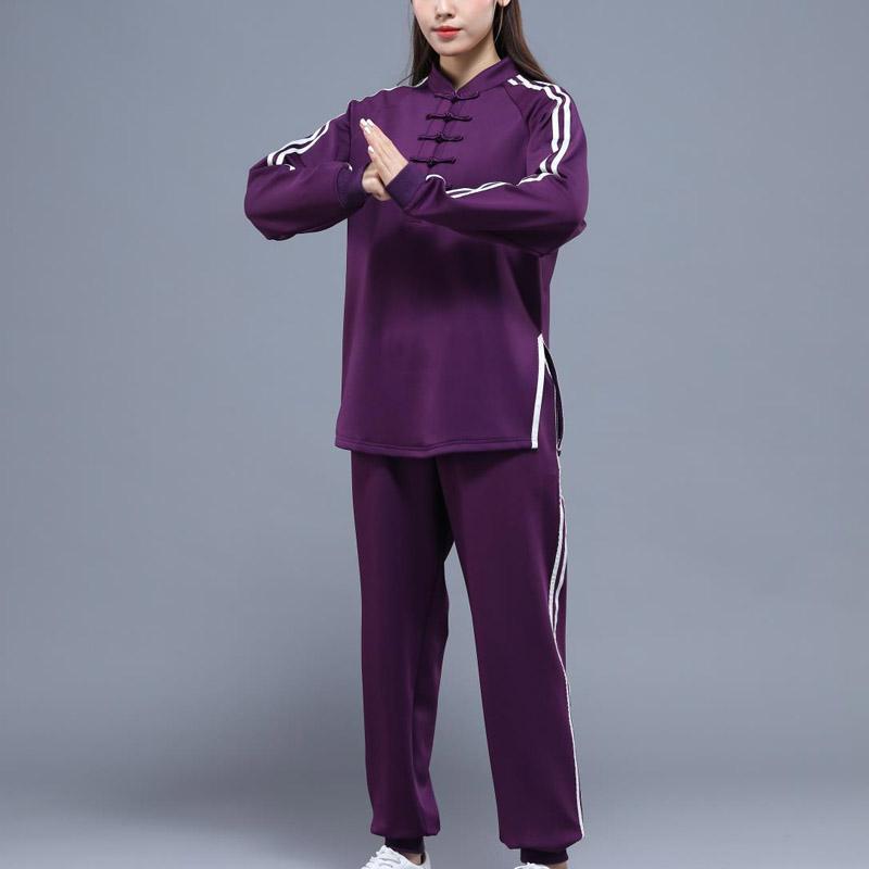 太極拳 服 レディース カンフー 武術 ウェア トレーニング 厚手 スポーツ カジュアル 春秋 競技 レッド ホワイト パープル スーツ