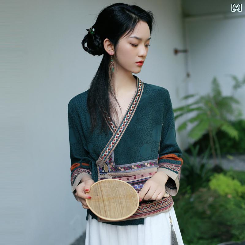 レディース 綿 リネン 唐スーツ チャイナ風 漢服 中国 トップス 大人 春 茶師服 在家服 仏教 禅 女性服 中国風漢服