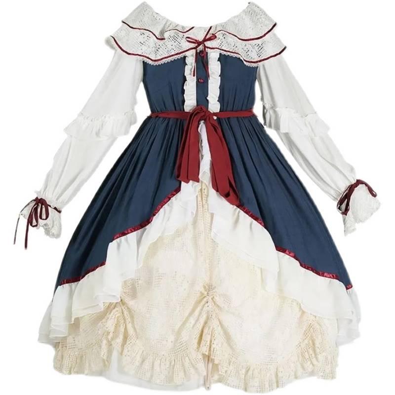 ロリータ ドレス ワンピース フェアリー ガール 七分袖 プリンセス スカート レース 女性 かわいい 衣料品 春夏 レディース