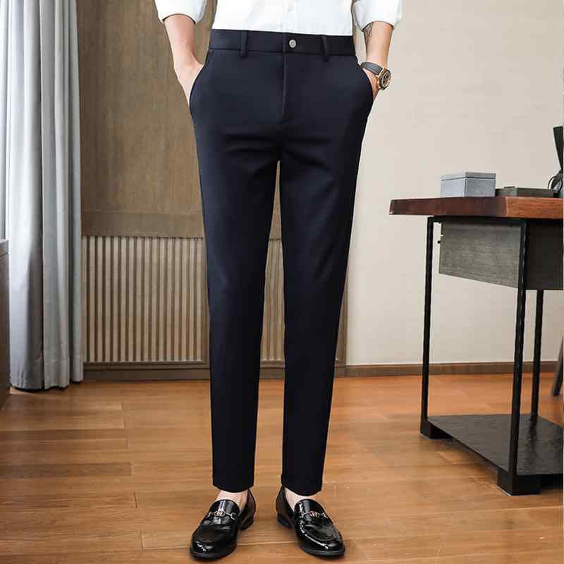 スラックス メンズ パンツ ズボン おしゃれ ビジネス 春夏 ストレッチ カジュアル ブラック 薄手 スリム ストレート ネイビー シンプル ファッション 男性 紳士