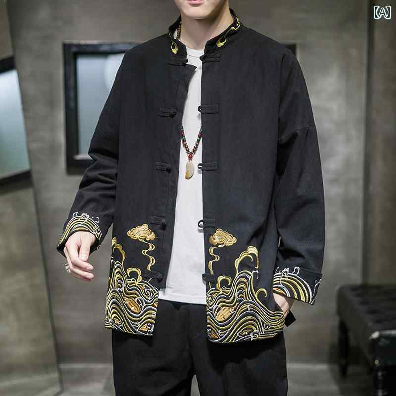 メンズ チャイナテイスト ジャケット 中華服 中国 服 ファッション カジュアル 普段着 レトロ ゆったり 男性 大きいサイズ 春｜way-ugo