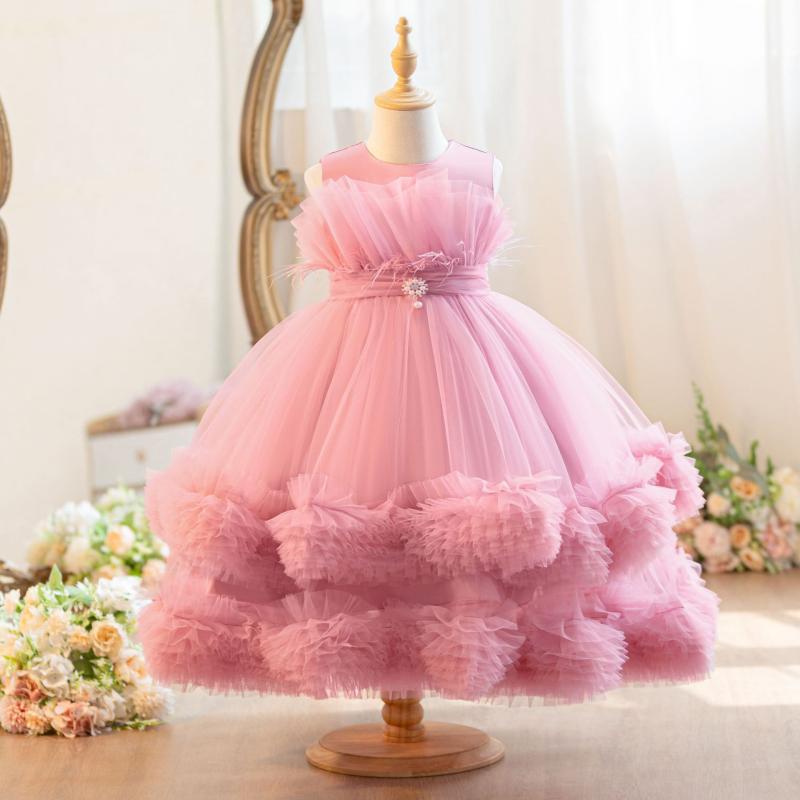 ドレス 女の子 女児 キッズ チュール プリンセスライン ワンピース フォーマル パーティー 誕生日 発表会 結婚式 記念日 写真撮影 1歳祝い セレモニー 華やか ロング丈 綿混